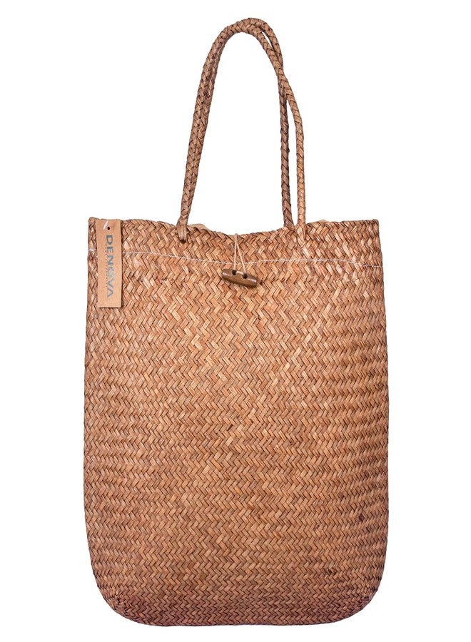 DENOVA Seagrass Sholderbag with Handle | Beach bag, Women's Handbag, Tote Bag (Natural Brown) - Image 1